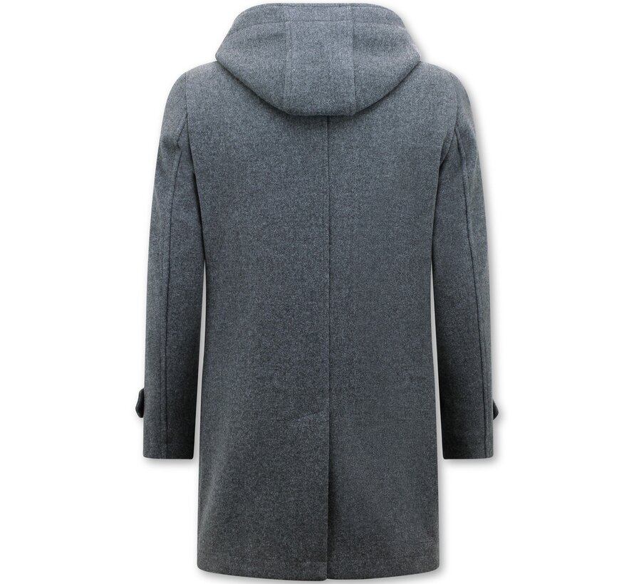 Getailleerde Mantel  Heren Winter jas met Capuchon -8931- Grijs