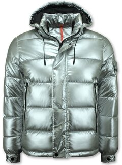 Enos Zilver Kleur Puffer Jackets Heren  met Capuchon