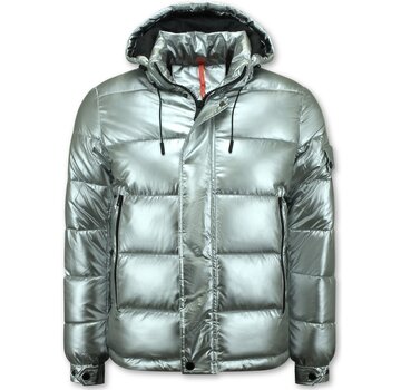 Enos Zilver Kleur Puffer Jackets Heren  met Capuchon