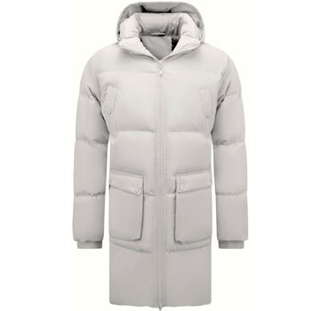 Enos Gedateerde  Lange Puffer Parka Jas Heren met Afneembare Capuchon - 3361 - Creme/Wit