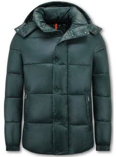 Enos Pufferjas - Jassen Heren Winter Capuchon - 8055 - Groen