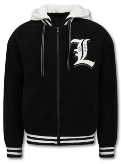 Enos Oversized Baseball Jacket - Teddy Jacket Heren met Capuchon - TussenJacket Heren - 537 - Zwart