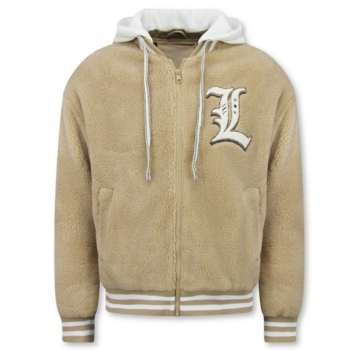 Enos Teddy Jacket Heren met Capuchon - Oversized Baseball Jacket  - TussenJacket Heren - 537 - Bruin