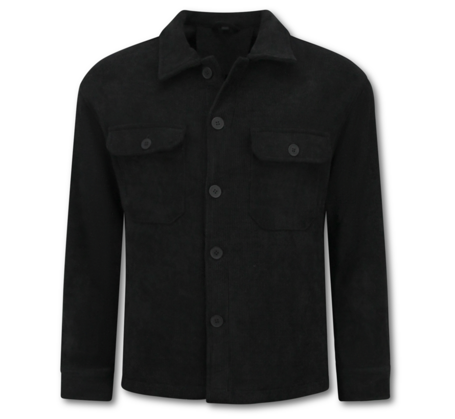 Heren Flannel Overshirt met Zakken - Heren Jack - Tussenjas Heren - 520 - Zwart