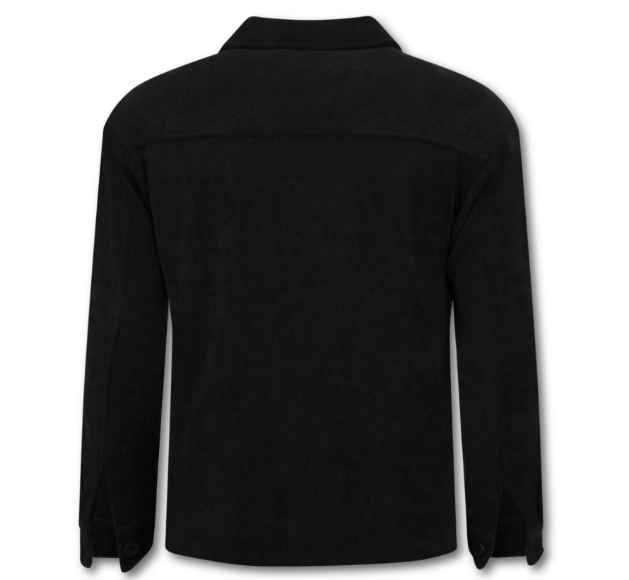 Heren Flannel Overshirt met Zakken - Heren Jack - Tussenjas Heren - 520 - Zwart