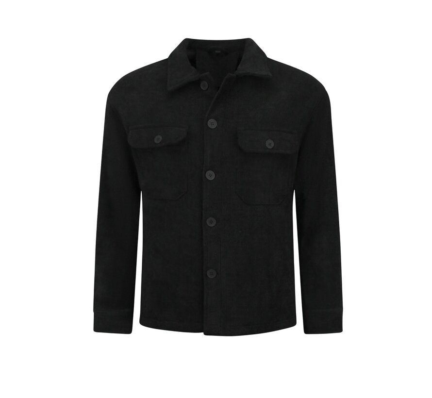 Heren Flannel Overshirt met Zakken - Heren Jack - Tussenjas Heren - 520 - Zwart