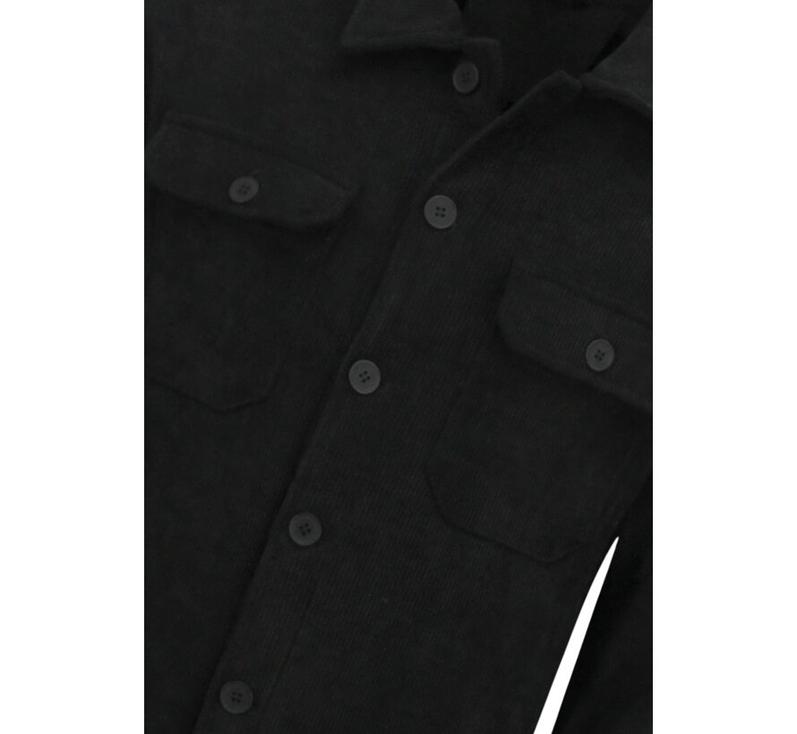 Heren Flannel Overshirt met Zakken - Heren Jack - Tussenjas Heren - 520 - Zwart