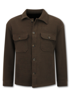 Enos Tussenjas Heren - Heren Flannel Overshirt met Zakken - 520 - Donker Bruin