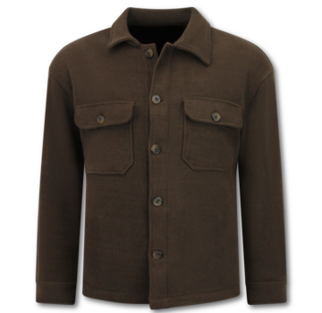 Enos Tussenjas Heren - Heren Flannel Overshirt met Zakken - 520 - Donker Bruin