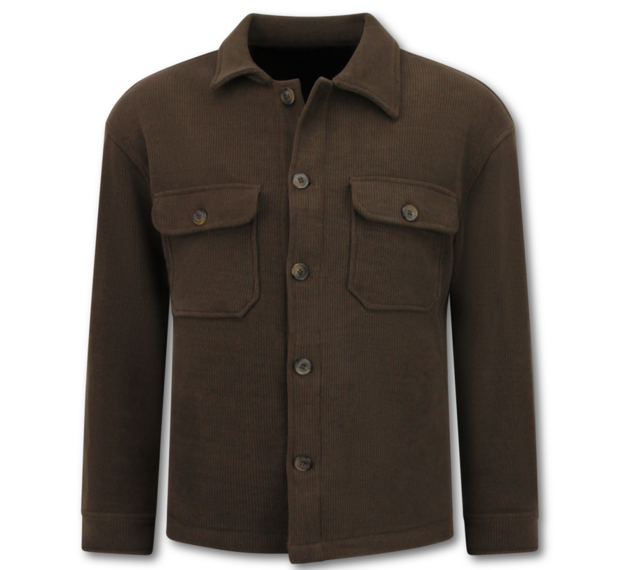 Tussenjas Heren - Heren Flannel Overshirt met Zakken - 520 - Donker Bruin