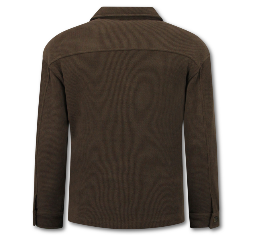 Tussenjas Heren - Heren Flannel Overshirt met Zakken - 520 - Donker Bruin