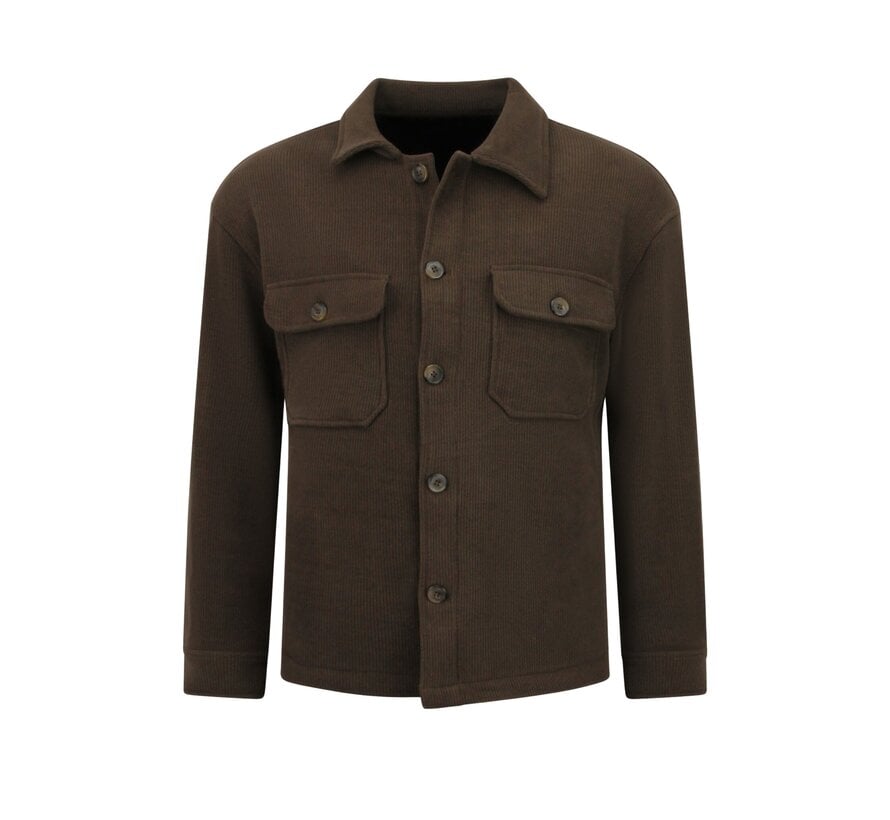 Tussenjas Heren - Heren Flannel Overshirt met Zakken - 520 - Donker Bruin