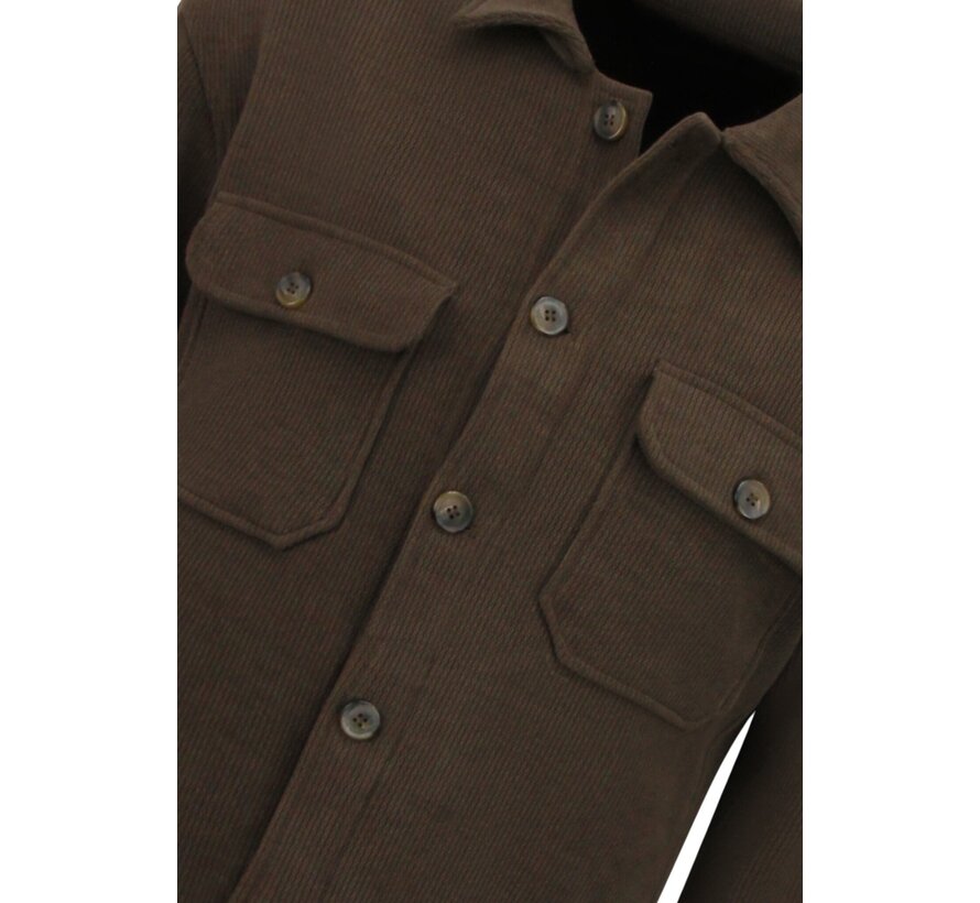 Tussenjas Heren - Heren Flannel Overshirt met Zakken - 520 - Donker Bruin