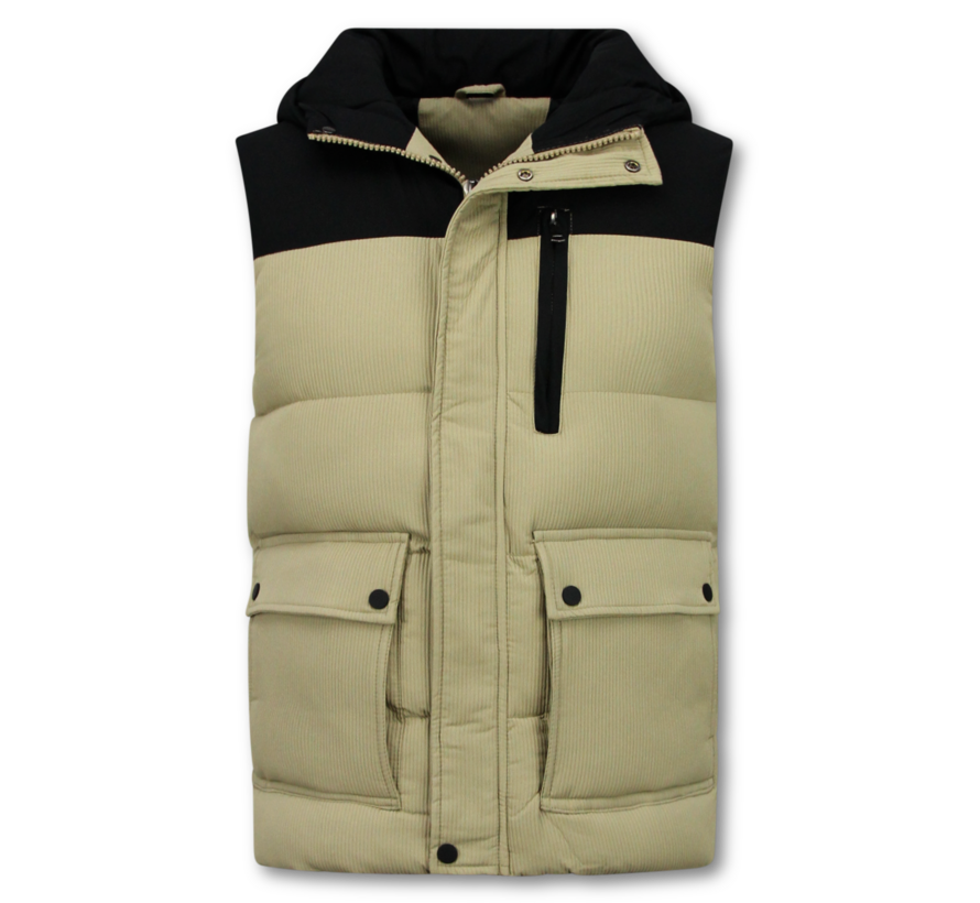 Bodywarmer Heren  - Heren Bodywarmer met  Capuchon - 901- Beige