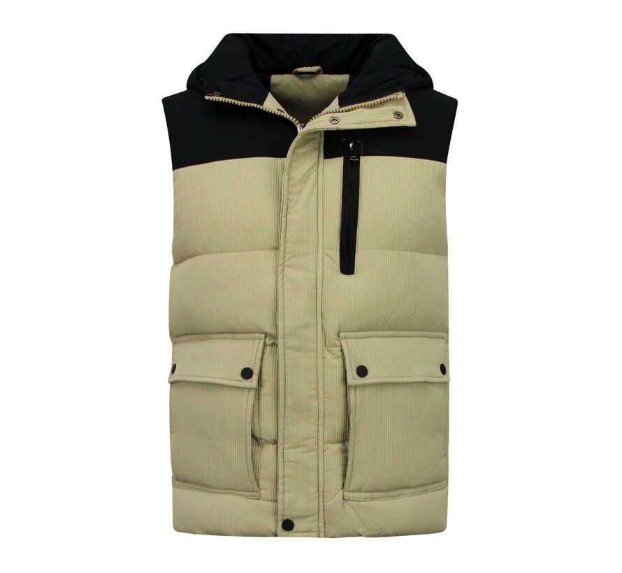 Bodywarmer Heren  - Heren Bodywarmer met  Capuchon - 901- Beige