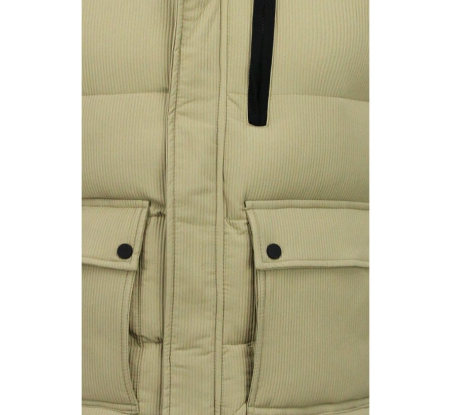 Bodywarmer Heren  - Heren Bodywarmer met  Capuchon - 901- Beige