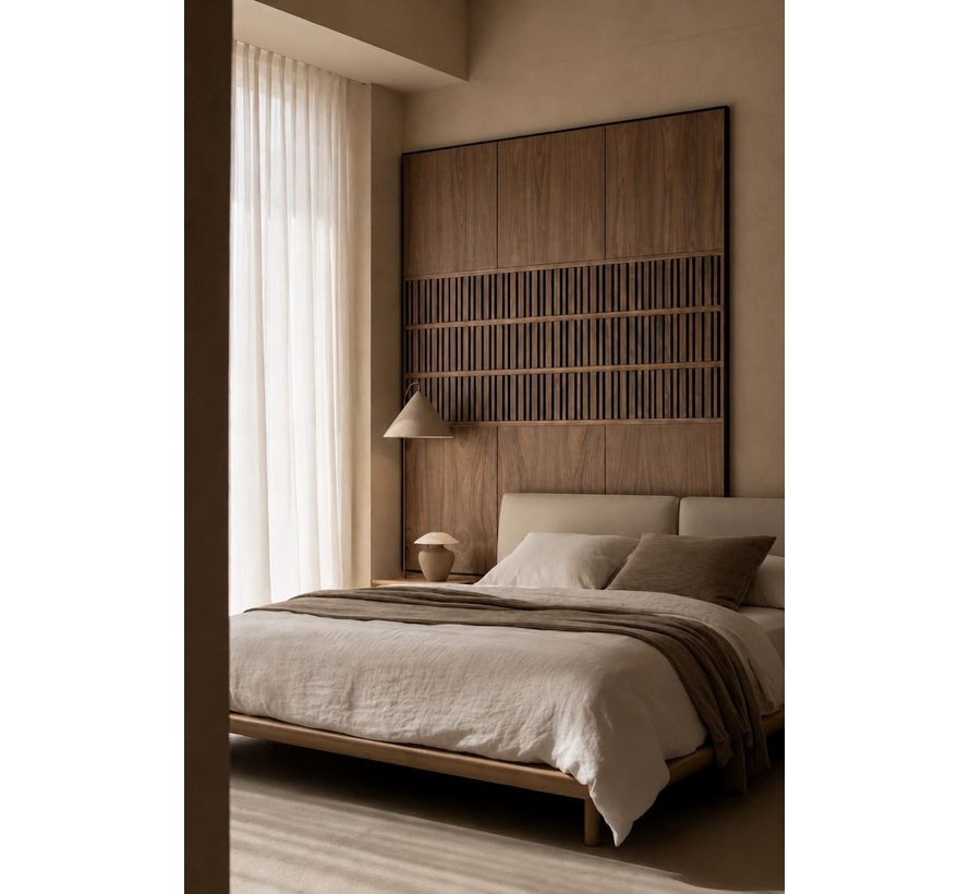 1x combinatie walnoot panelen + latten  180x180cm