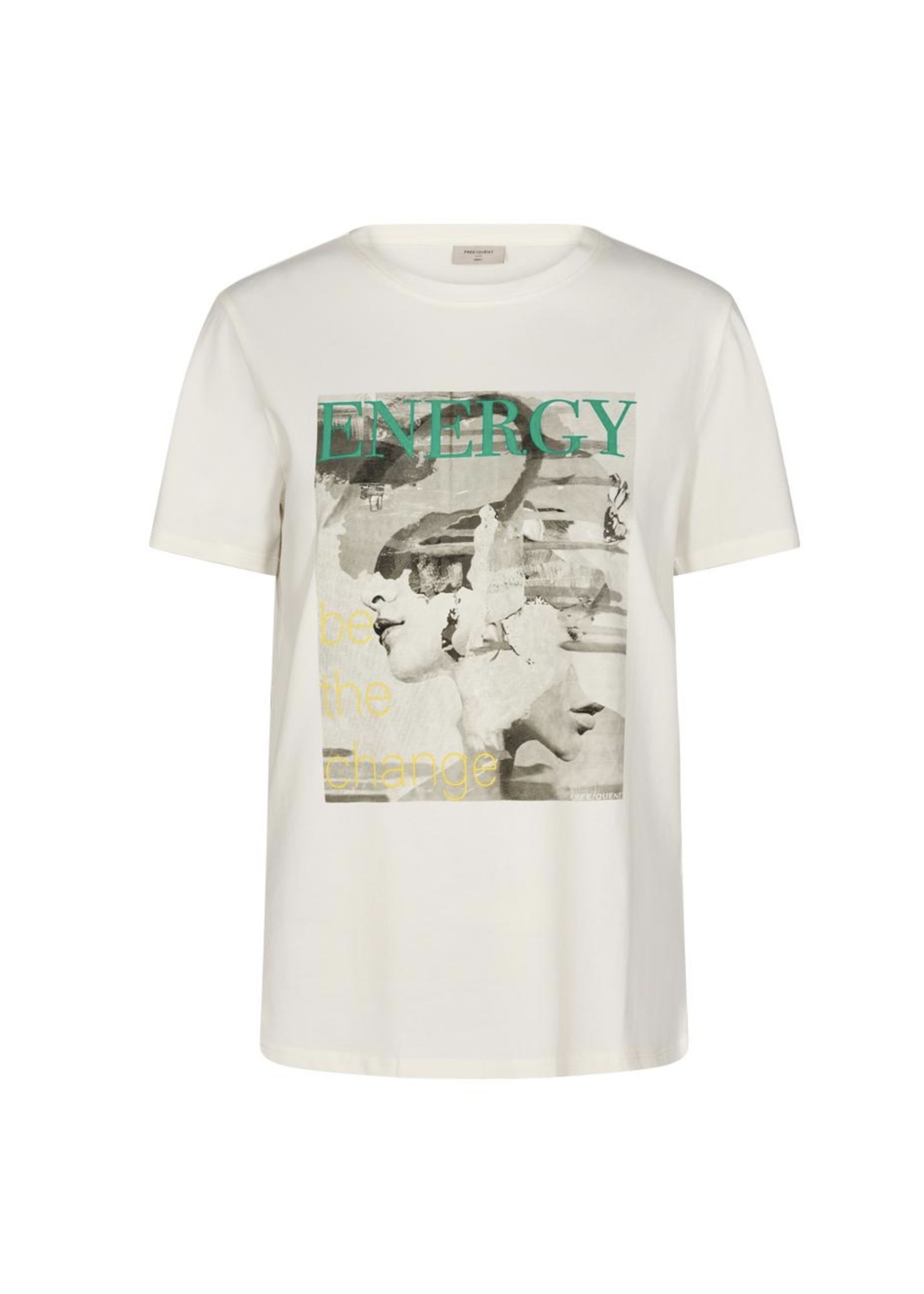 Freequent Fenjal - T-shirt - Off white with Pepper green