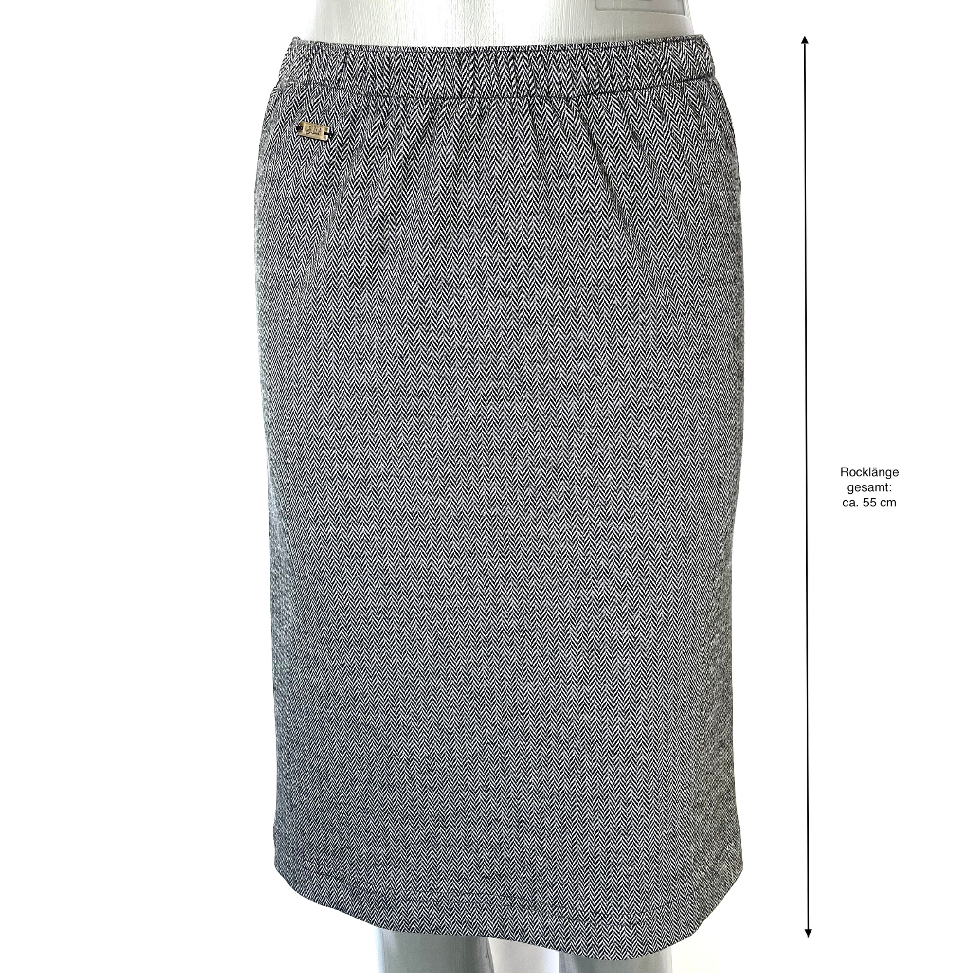 EXELIT DOO ELIT Damen Stretchrock NADJA, Fischgrätenmuster, schwarz/grau EXELIT DOO ELIT Damen Stretchrock NADJA, Fischgrätenmuster, schwarz/grau