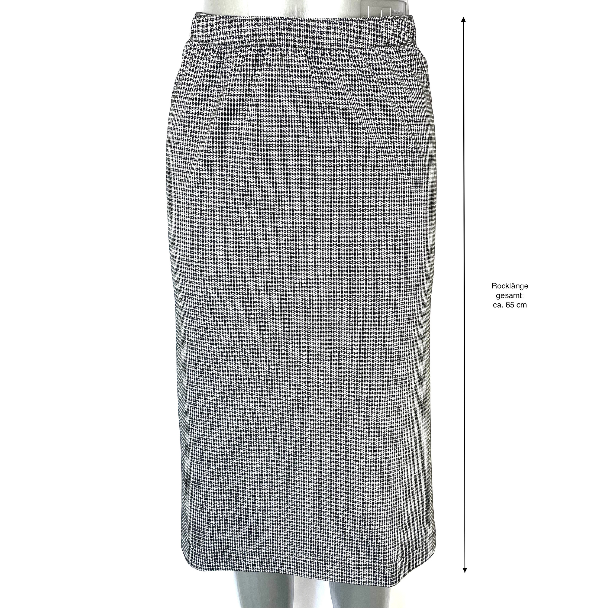 EXELIT DOO ELIT Damen Stretchrock, Hahnentrittmuster fein, schwarz/weiß