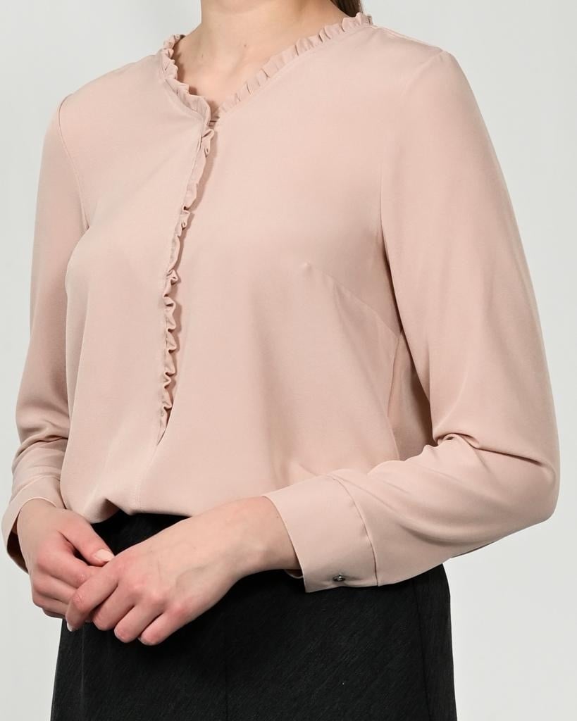 Damen Bluse mit Rüschenkragen, mauve