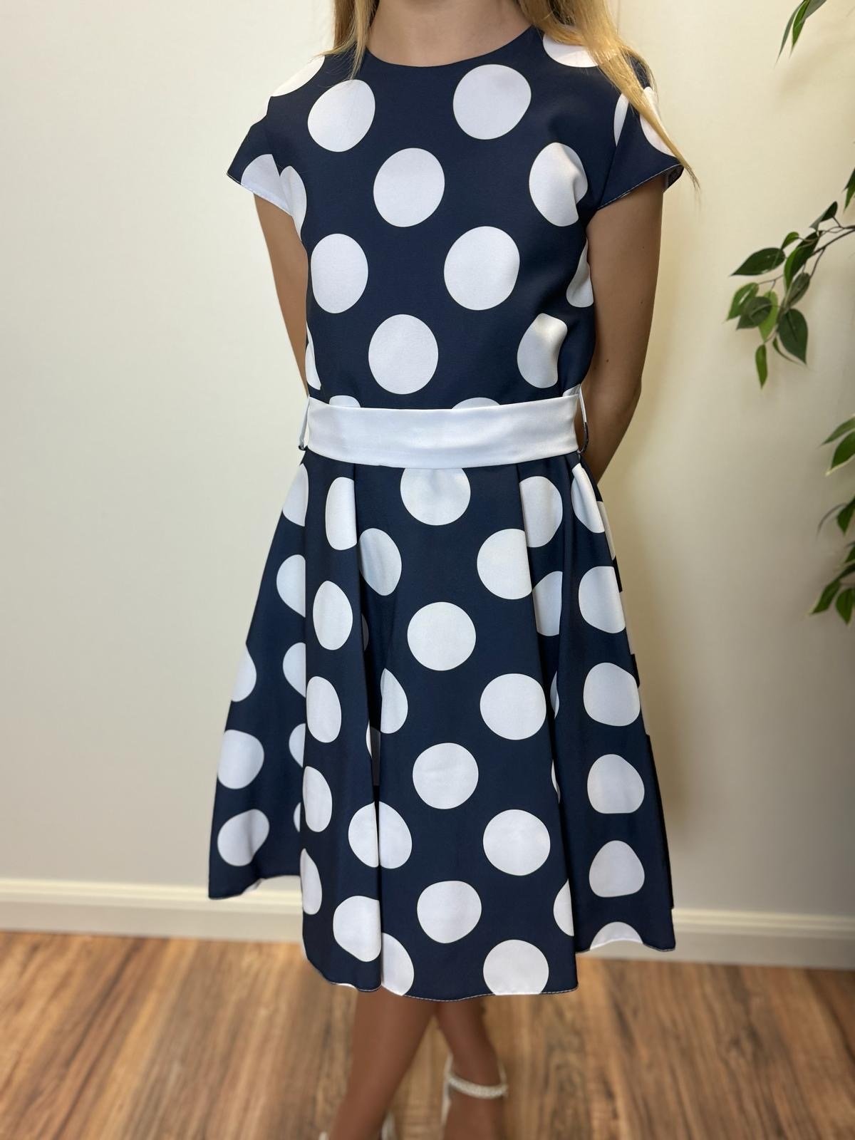 Sommerkleid mit Polka Dots, marine-weiß