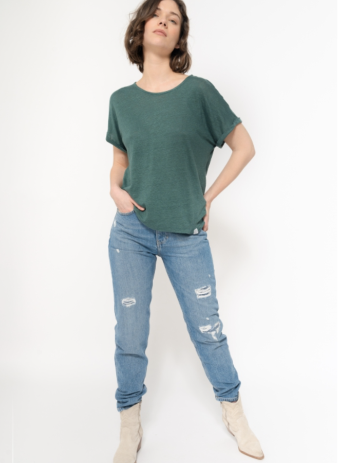 Kuyichi Bella Linen Tee Emerald