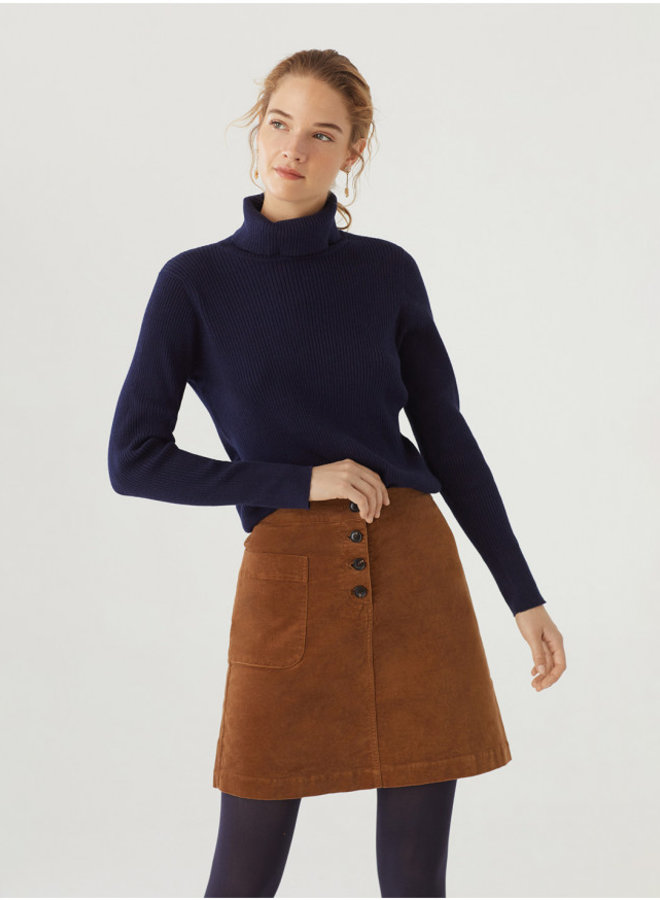 Nice Things Plain Cord Skirt - Camel