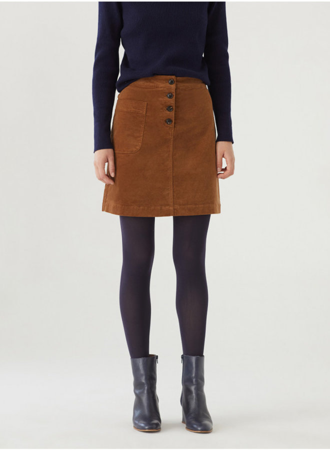 Nice Things Plain Cord Skirt - Camel