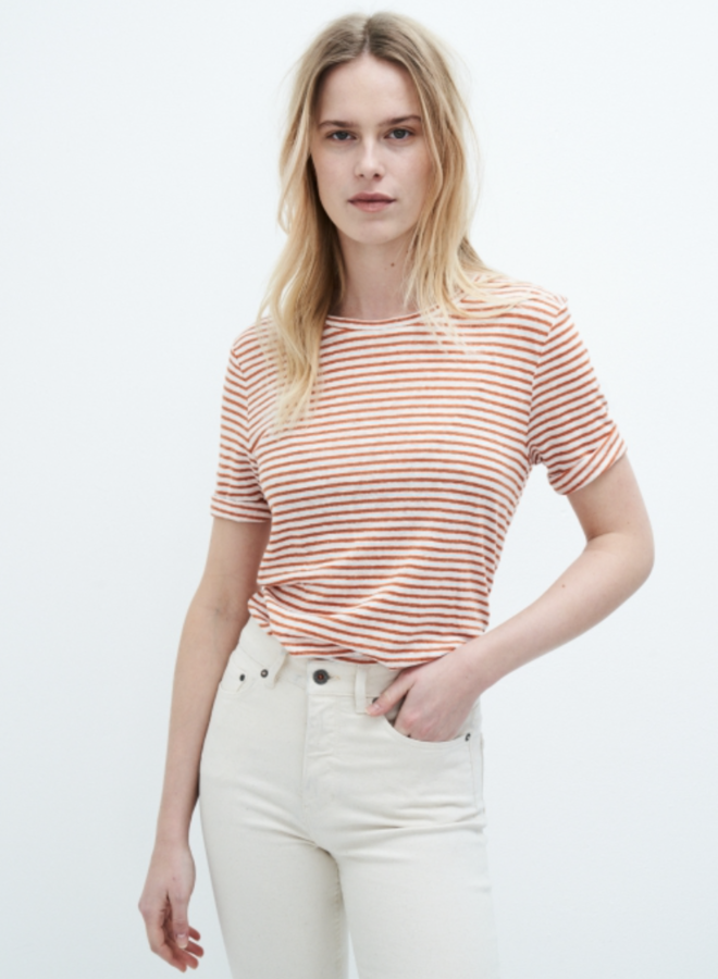 Kuyichi Olivia Striped T-Shirt - Brick