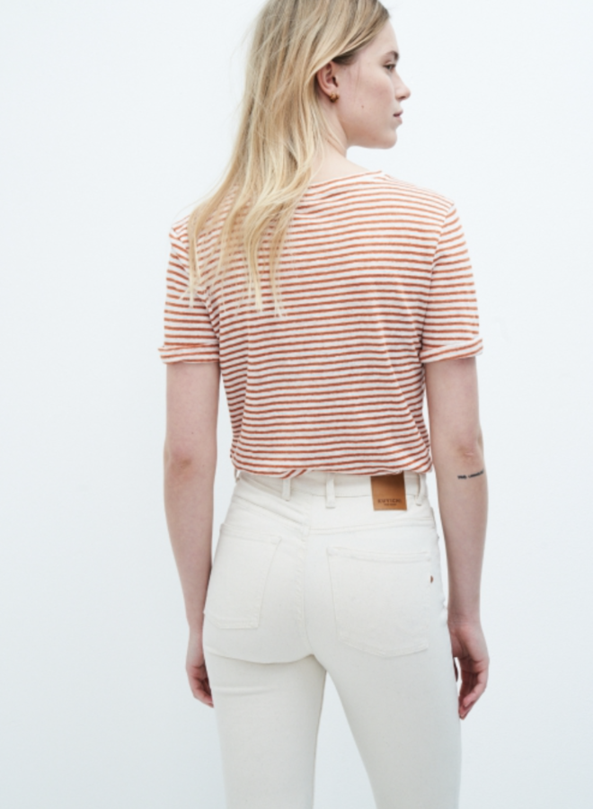 Kuyichi Olivia Striped T-Shirt - Brick