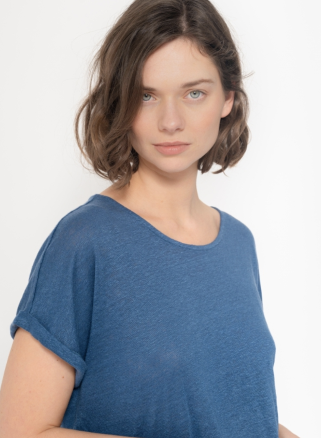 Kuyichi Bella Linen Tee - Royal Blue