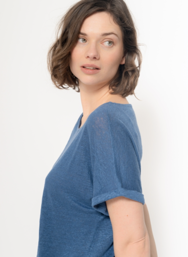 Kuyichi Bella Linen Tee - Royal Blue