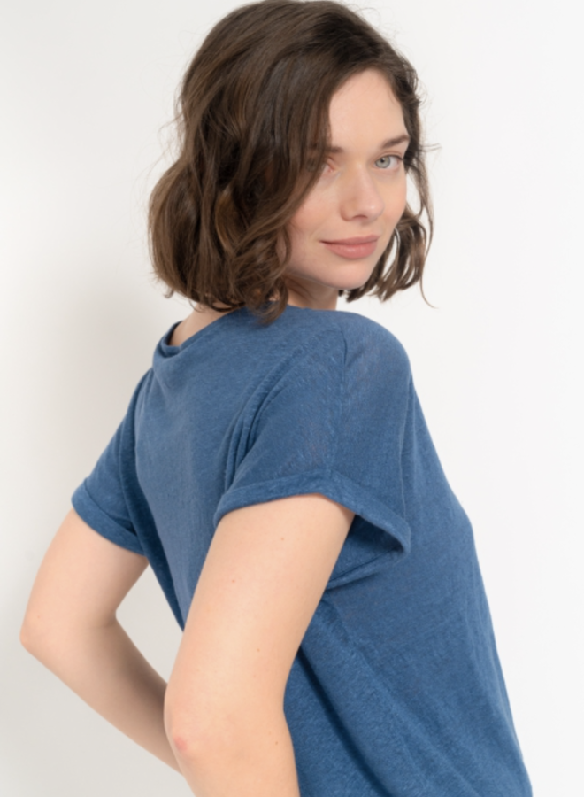 Kuyichi Bella Linen Tee - Royal Blue