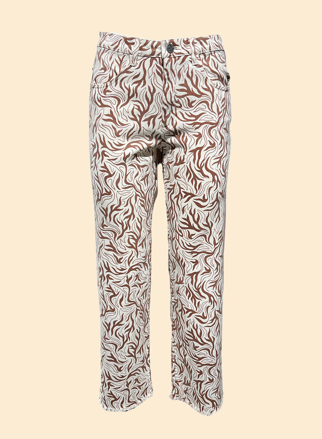 Nice Things - "Zebra Print" Twill Pants - Marron