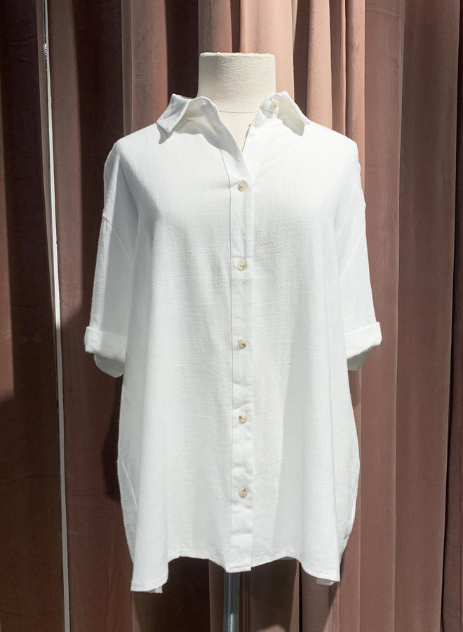 Chemisier Retro Short Sleeve - Blanc