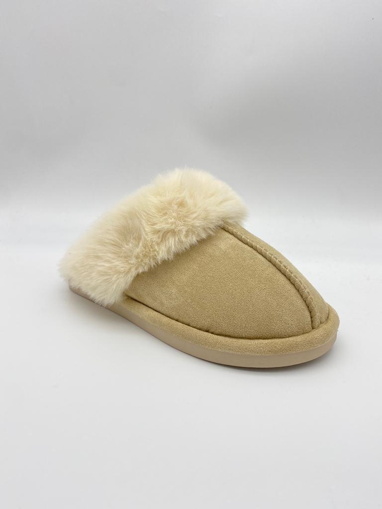 beige fluffy slippers