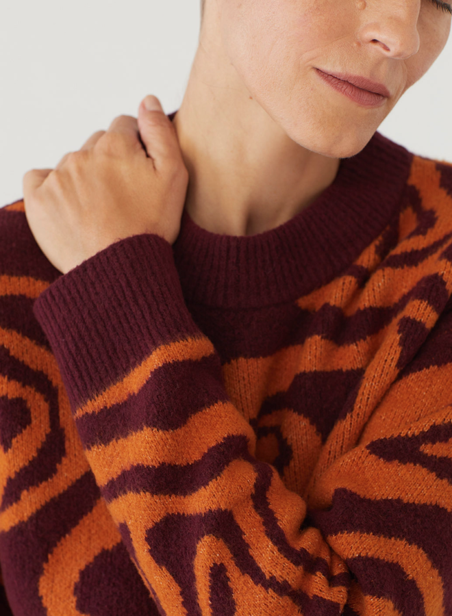 Nice Things Sweater Jacquard Isobars - Wine Red