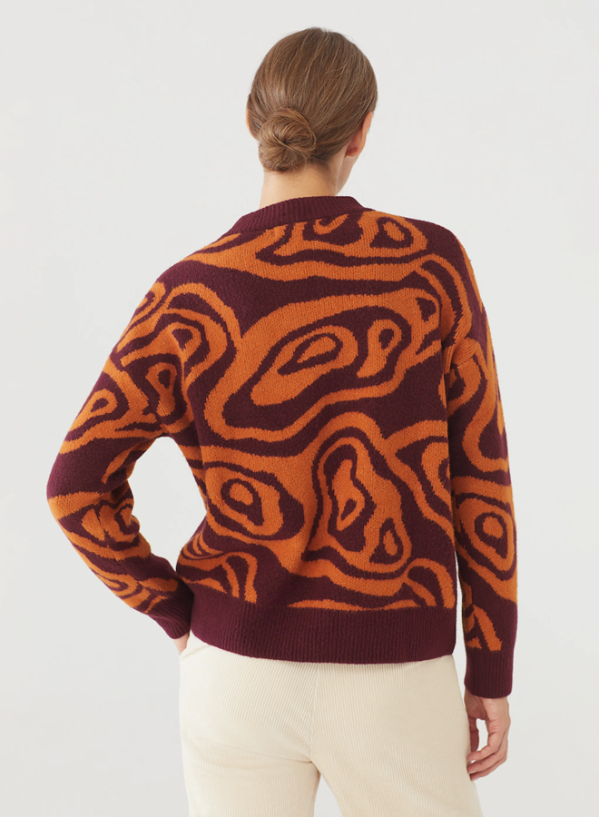 Nice Things Sweater Jacquard Isobars - Wine Red