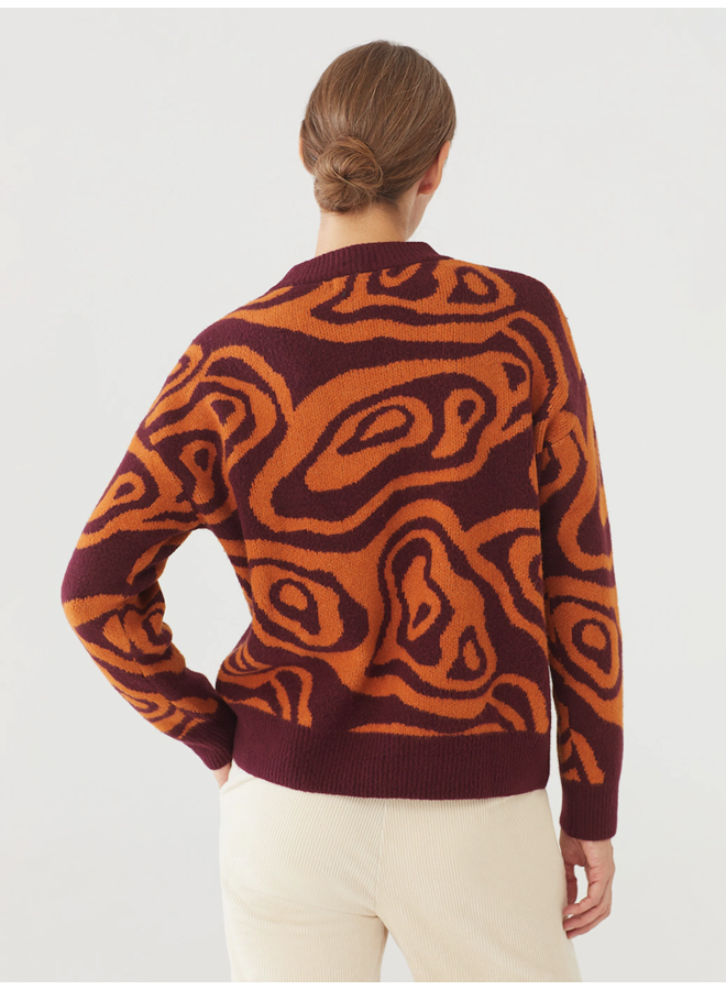 Nice Things Sweater Jacquard Isobars - Wine Red