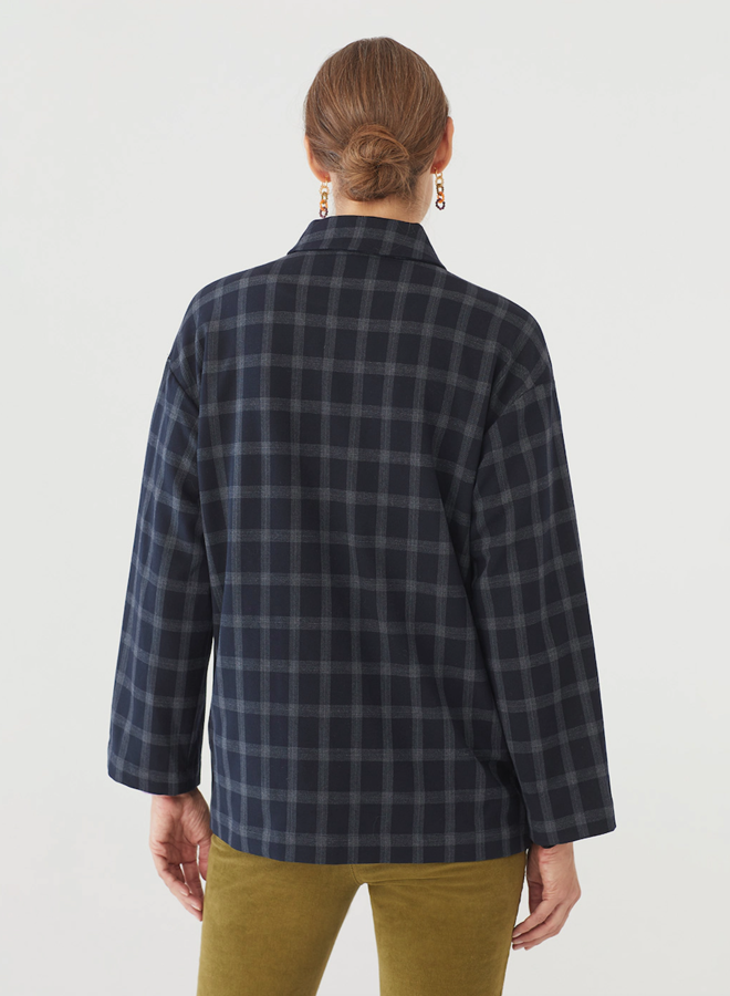 Nice Things Jacket Windowpane Check - Bluish Black