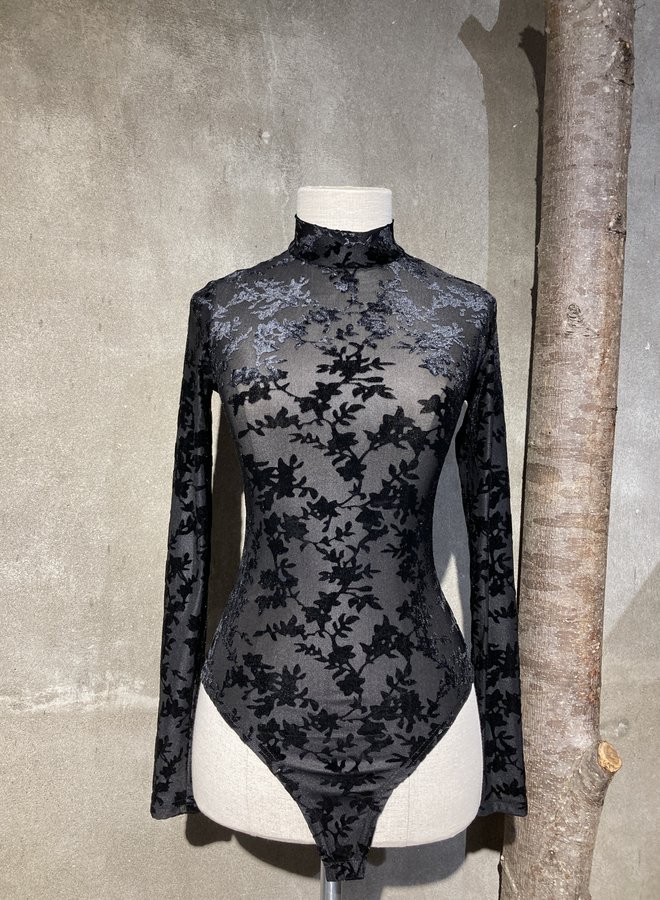 Body Mesh Fleur - Noir