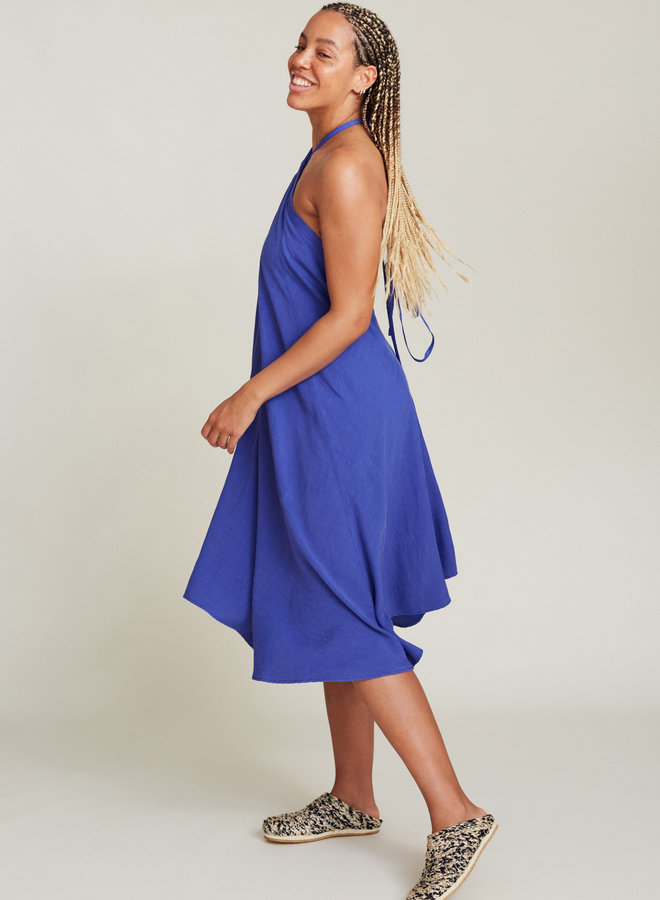 SUITE13LAB - Short Cotten Linen Dress - Royal Blue