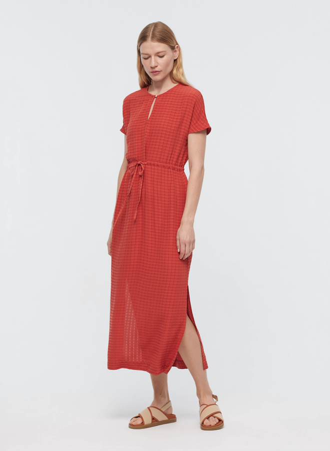 Nice Things Long Dress Textured Viscose - Coral