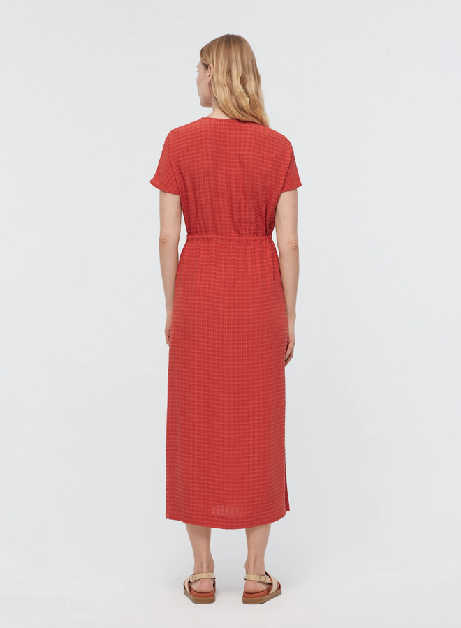 Nice Things Long Dress Textured Viscose - Coral