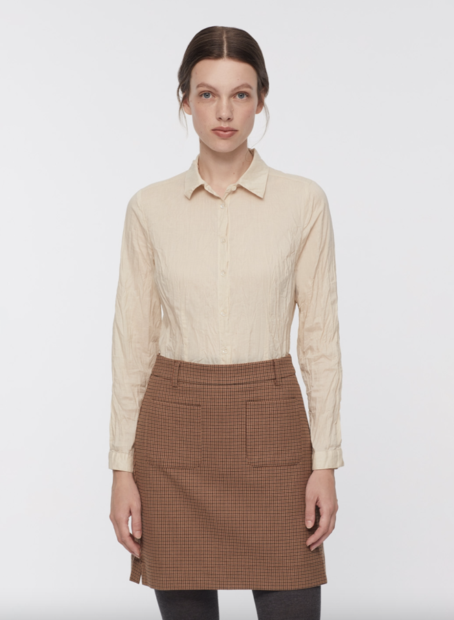 Nice Things - Checkered Folk Skirt - Shiny Brown