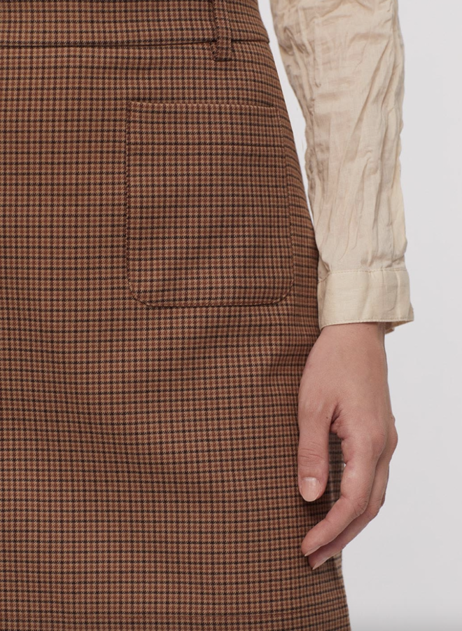 Nice Things - Checkered Folk Skirt - Shiny Brown