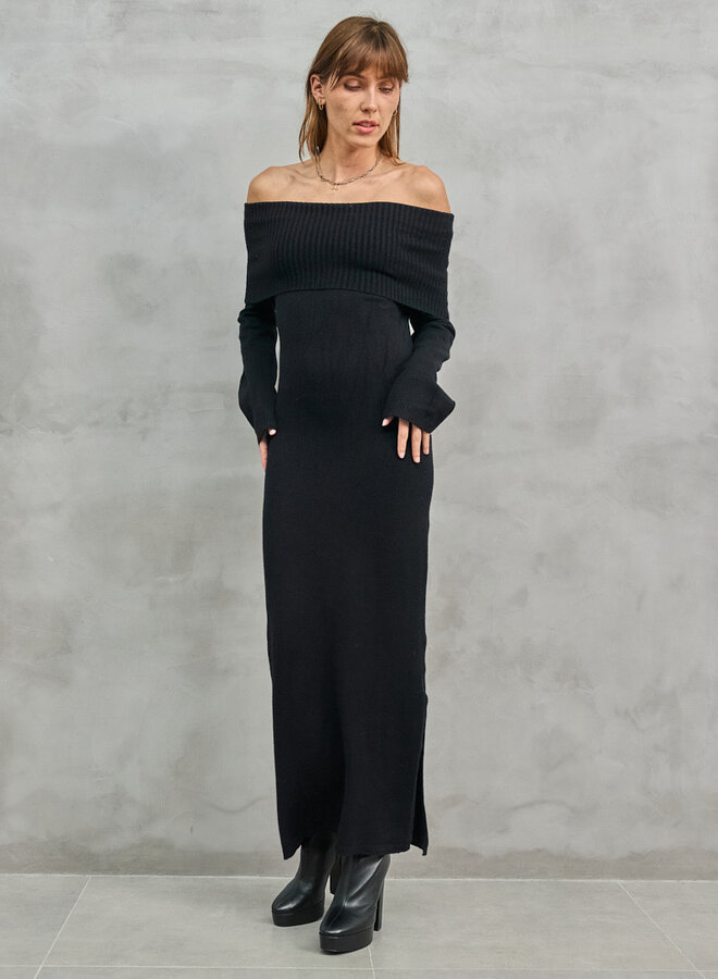 Robe Off Shoulder Knit - Noir ( One Size )