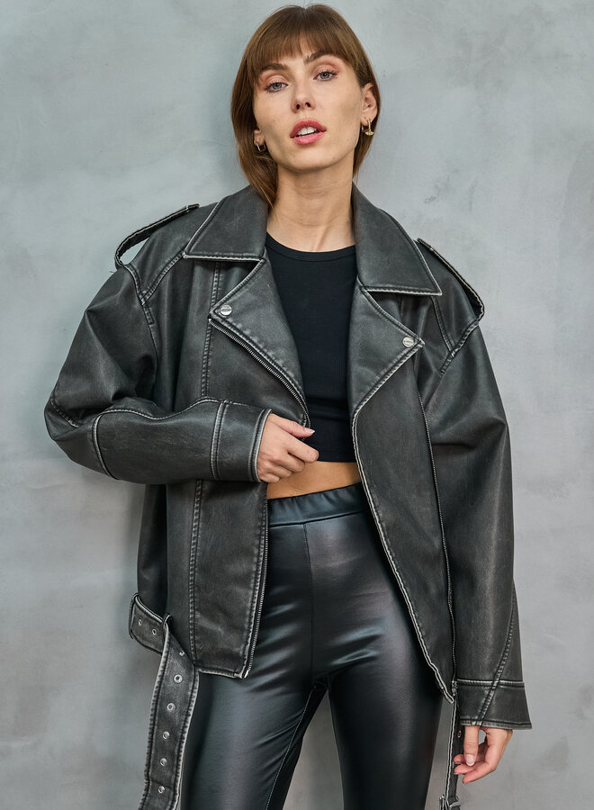 Vegan Biker Jacket - Brown