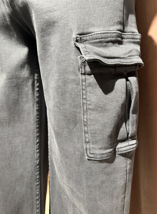 Cargo High Waisted Jeans - Gris